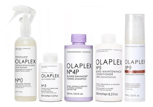 Olaplex N°0+ N°3+ N°4p+ N°5+ N°9 Tratamiento Cabello Rubio