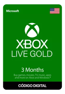 Gift Card Xbox Live Gold 3 Meses (código Digital)