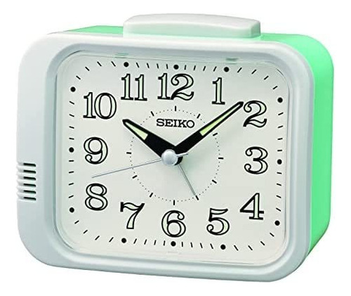 Reloj Despertador De Mesilla Seiko Juku  Blanco Y Menta