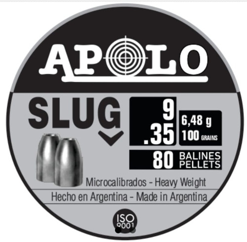 Balines Apolo Slug Cal 9.35 Mm Lata X 80 U 100 Grains 6.48 G
