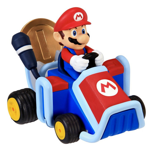 Vehiculo Super Mariokart Con Moneda Juego Nintendo 7cm