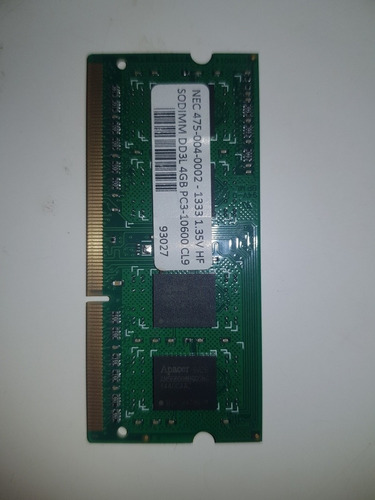 Memoria Ram Apacer, Sodim Ddr3 1333mhz 4gb