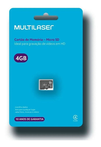 Cartão De Memória Micro Sd 4gb Multilaser Nf Mc144 Celular