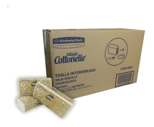 Toalla Interdoblada Cottonelle Caja C/20 Piezas De 100 Hjs