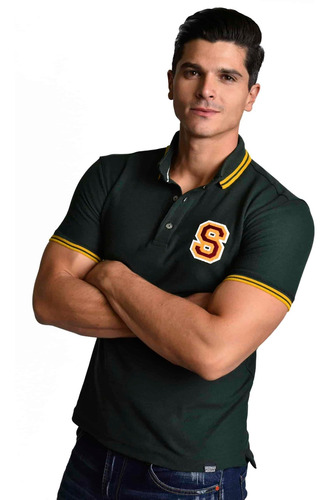 Imagen 1 de 6 de Playera Tipo Polo Sherman Morgan College Verde