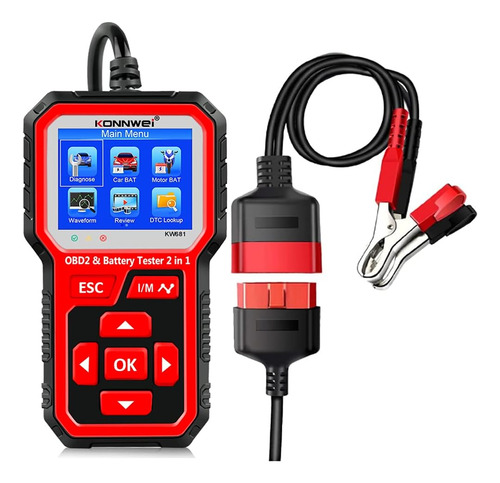 Konnwei Kw681 Obd2 Escáner 6v 12v Tester De Batería De Autom