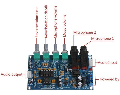 Imagen 3 de 3 de Pre Amplificador Stereo Microfono Karaoke 12v+12vac - Sgk