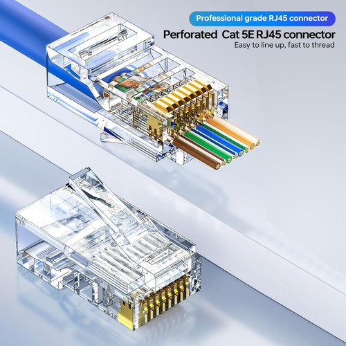 Vcelink Rj45 Cat5e Cat5 Conectores De Paso, Extremos Cat5e R