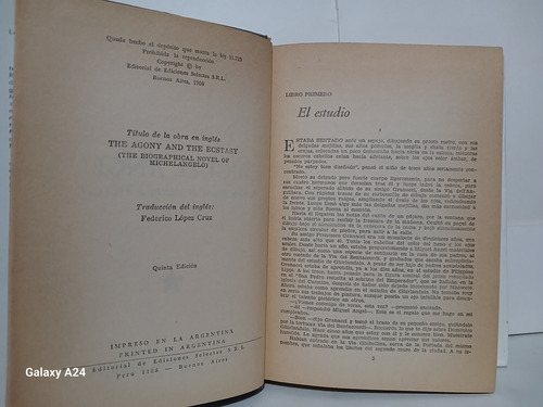 Miguel Ángel /agonía Y Éxtasis Del Genio De / Irving Stone (Usado)