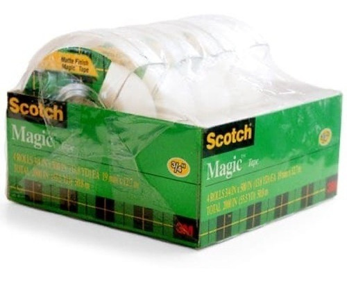 Cinta Magica Scotch 3m De 1.9 Cm X 12.7 Mts 4 Pack