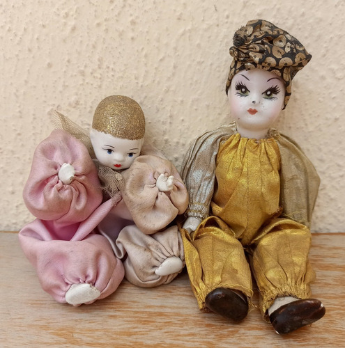 Antigua Pareja De Arlequines Italianos En Porcelana! Años 50