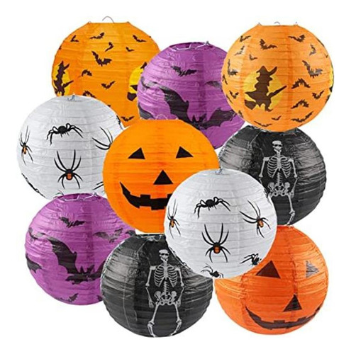 10 Linternas De Papel De Halloween Colgante Jackolantern