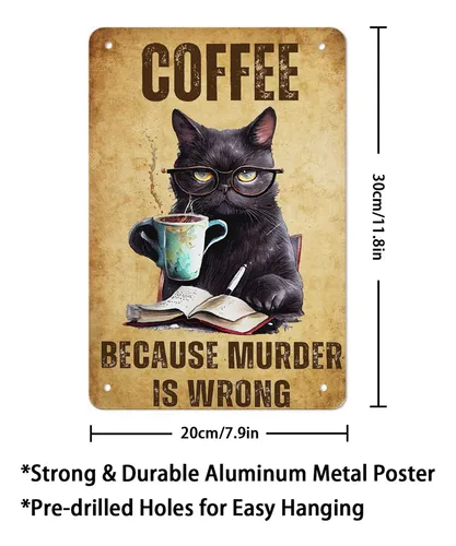Kariteimo Poster De Metal Vintage Con Diseno De Gato Cafe Y