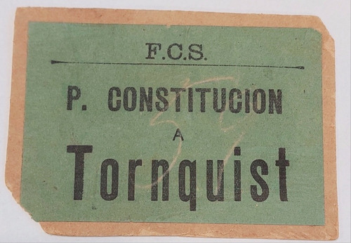 Antiguo Pase Ferrocarril Del Sur F.c.s. Tornquist Constituci