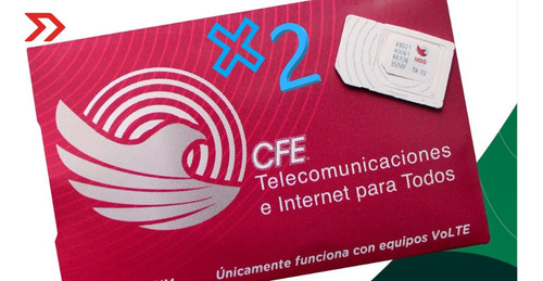 2 Sim Cfe Teit, Chip Incluye 1gb Navegar 100min50sms30 Días