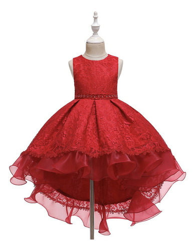 Elegante Vestido Rojo Para Fiesta De Cumpleaños Para Niñas