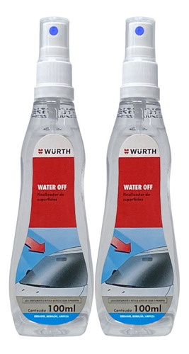 Water Off Cristalizador De Vidros Wurth 100ml - 2 Unidades