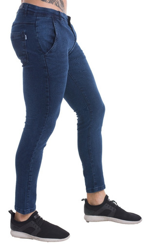 Imagen 2 de 3 de Pantalon Jean De Hombre Elastizado Slim Fit Corsario Premium