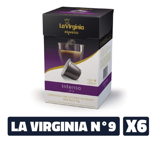 Café La Virginia Intenso N°9 Cápsulas Nespresso X6 Cajas