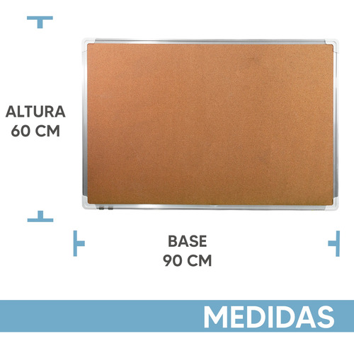 Pizarra Corcho 60x90cm Marco Acero Pizarra Tablero