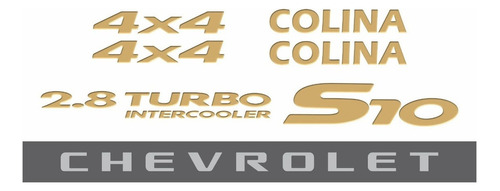 Adesivos Compatível S10 Colina 4x4 2.8 Turbo + Faixa R977 Cor Dourado