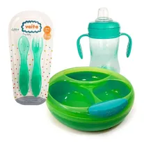 Comprar Combo Bebe Plato Térmico Con Sopapa + Cubiertos Vaita + Vaso