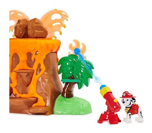 Paw Patrol Playset Volcán Con Dinosaurio Marshall Bombero