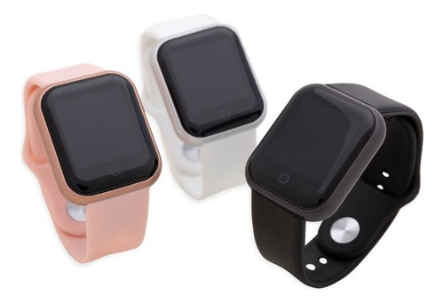 Relógio Digital Inteligente Smartwatch D20 P/ Galaxy S20 Fe Caixa Branco Pulseira Preto Bisel Preto