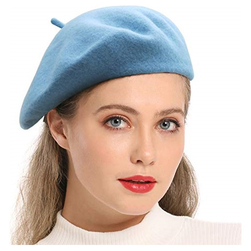 Gorro De Lana De Estilo Francés De Color Liso Para Mujeres