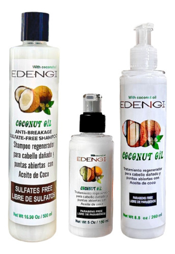 Kit Shampoo Y Tratamientos Coconut Oil Edengi (regenerador)