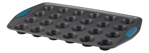 Molde Para Muffins 24 Cavidades Con Asas De Silicona Azul Gris