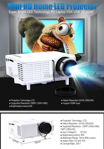 Mini Proyector Led Hd Lcd Video Beam Vga Usb Sd Av Hdmi