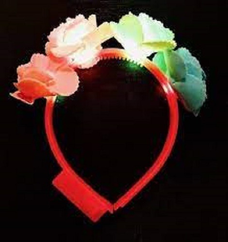 Imagen 2 de 3 de Vincha Flor Goma Eva Luminosa Led Cotillon Tiara Corona X 10