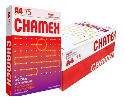 Folha Papel Sulfite A4 Chamex 75g Com 5 Pacotes 2500 Folhas