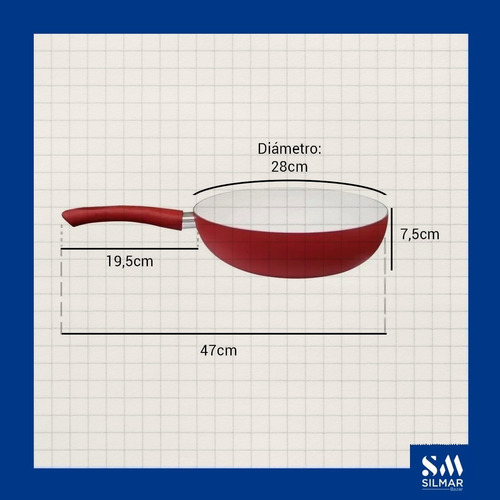 Imagen 5 de 9 de Wok Ceramica Antiadherente 28cm Silmar