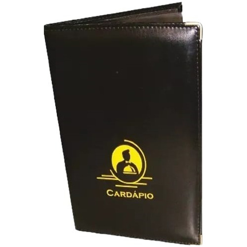 Pasta Cardápio Luxo C/ 4 Bolsas Preto 230x315x5mm Acp