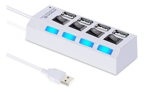 Hub Usb 2.0 Led 4 Puertos Computadoras Pc Laptop Memorias