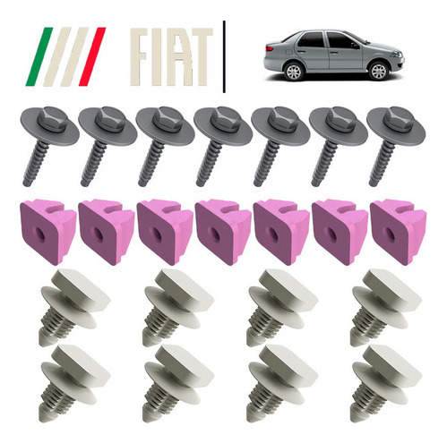 Kit Grampo Presilha Spoiler Lateral Siena 1996 1997 98 99 00
