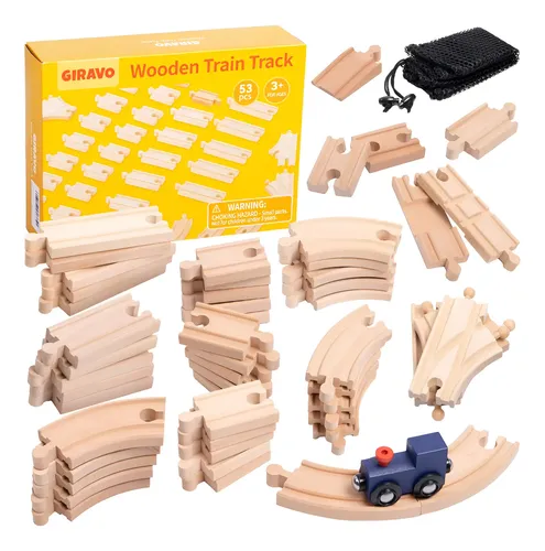 Juego De Vías De Tren De Madera, 53 Piezas, Vías De Tren De | Meses sin