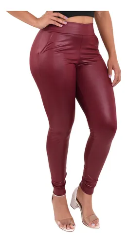 Calça sales couro marsala