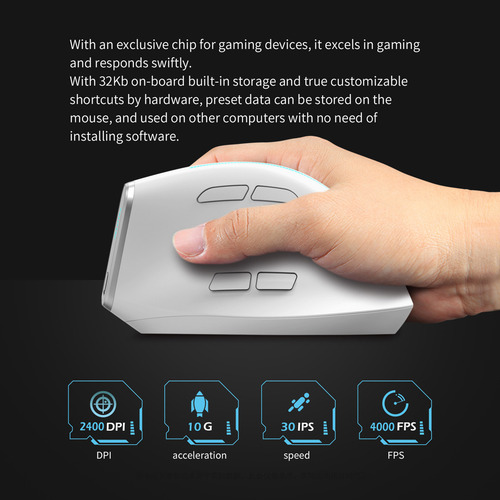 Ratón Bluetooth Vertical Inalámbrico Zelotes F-36 De 2,4 G