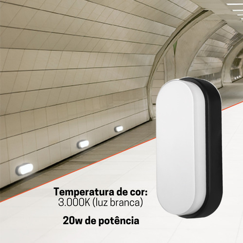 Arandela Externa Parede Led Integrado Tartaruga Hummer Evo 20w 3000k Luz Branco Quente 127/220v Ip65 Cor Preto Cod: 157940970 Avant