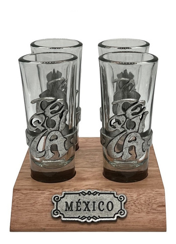 Vaso Tequilero Artesanal Mexico  ( 4 Piezas )