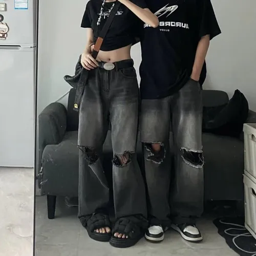 Jeans Rectos Rotos De Moda 2023 Para Hombre
