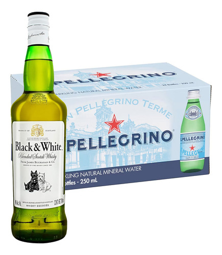 Pack 24 Agua San Pellegrino 250 Ml + Whisky Black And White