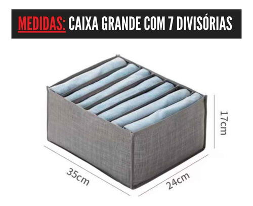 Kit 10 Caixa Organizadora De Roupa Grande Com 7 Divisoria