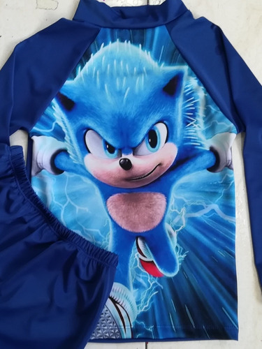 Traje De Baño Niño Natación Sonic Boom Camibuso Y Short