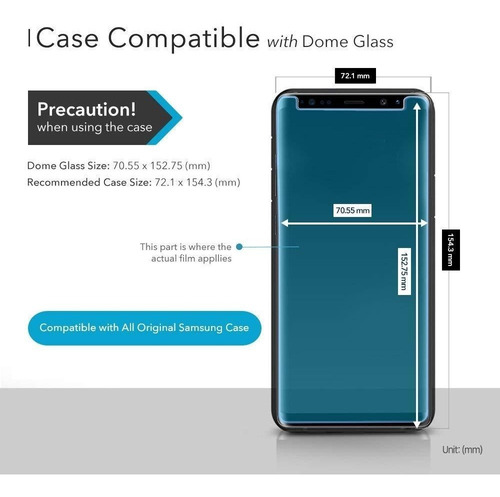 Imagen 2 de 8 de Vidrio Templado Samsung S8 S9 S9 Plus Whitestone Dome Glass#