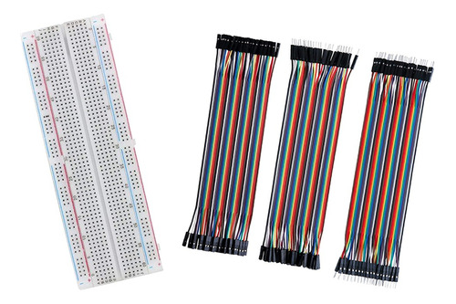 Protoboard De 830 Puntos + 3 Juegos De Cables Jumper Dupont