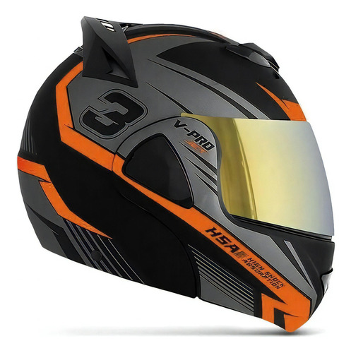 Capacete Escamateável Pro Tork V-pro Jet 3 Vis. Iridium Cor Laranja Tamanho do capacete 62